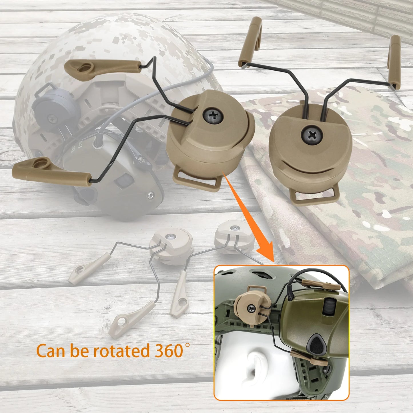 Tactical Headset Mount for Howard Leight Impact Sport Shooting Headsets for ARC OPS-CORE Helmet Rail Adapters