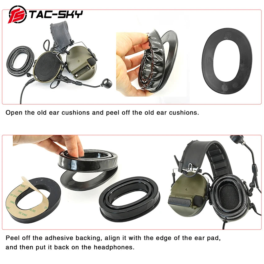 TAC-SKY Tactical Ear Pads: Silicone ear cups for electronic shooting, compatible with Comta/Sordin headphones