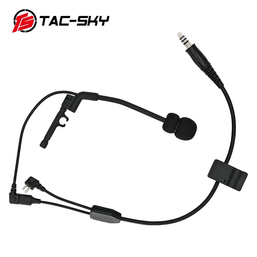 TAC-SKY Tactical Headset Accessory Y Cable With 6-Pin PTT Adapter Compatible With TACSKYC2/3 Xpi V Headphones
