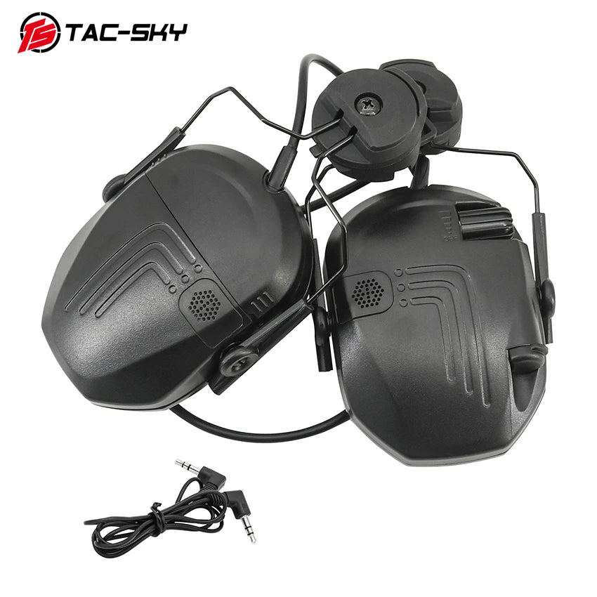 TAC-SKY Tactical Head-Mounted Shooting Noise-Canceling Ear Muffs Compatible with FAST Helmets  ARC Rails
