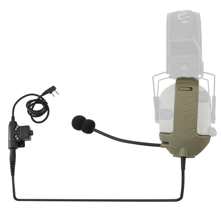 Tactical Headset Accessories Y-Line Kit Microphone for Walker Razor Electronic Earmuffs with PTT Ken for Baofeng