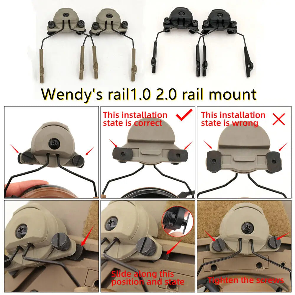 TAC-SKY Tactical Helmet for Wendy Rail 2.0 Rail Adapter Compatible with Walker Razor — Shooting Headset