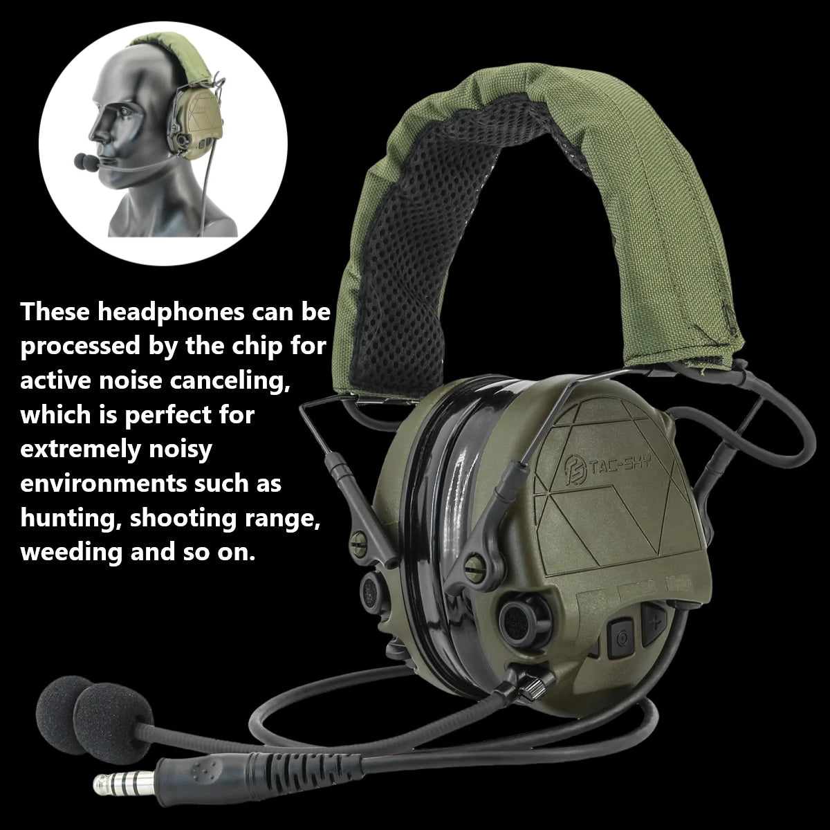 TAC-SKY Tactical Hearing Protection Earmuffs for TAC301—for Electronic Shooting Noise-Canceling Headphones