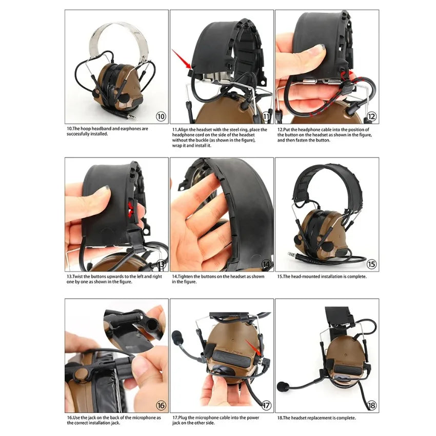 Tactical Detachable Headband Compatible with COMTA I II and III Hunting e-Shooting Headsets