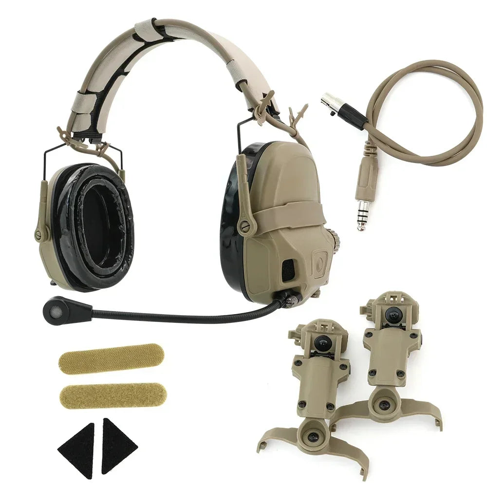 TAC-SKY Tactical Headset AMP Tactical Communication Noise-Canceling Earphones with ARC Rail Helmet Mount Adapter