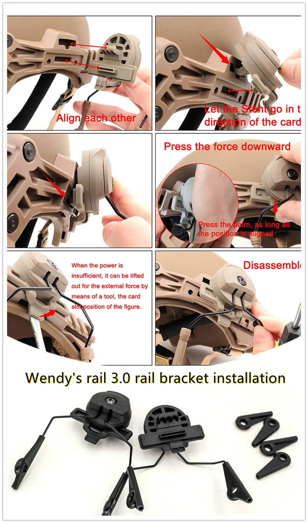 Tactical for Wendy Helmet Rail 3.0 Adapter Compatible with WalkerRazor Over-Ear Shooting Headphones