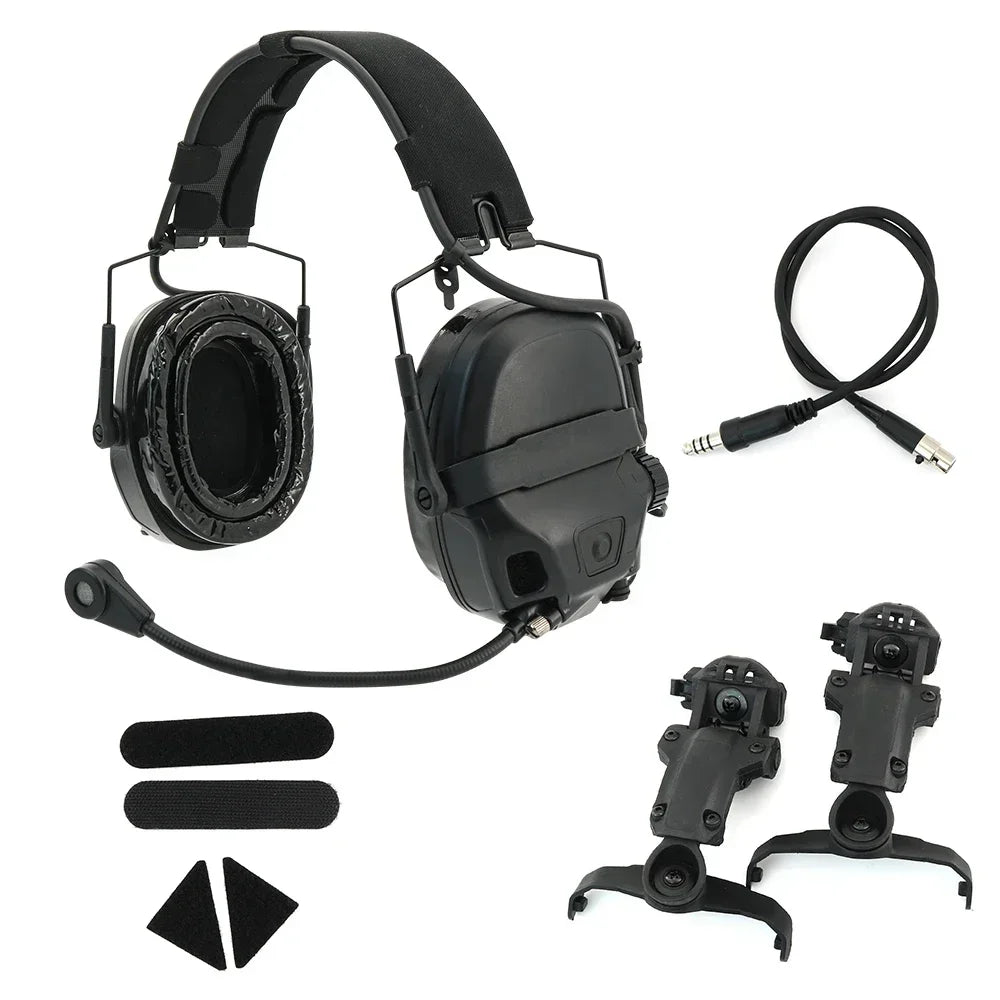 TAC-SKY Tactical Headset AMP Tactical Communication Noise-Canceling Earphones with ARC Rail Helmet Mount Adapter