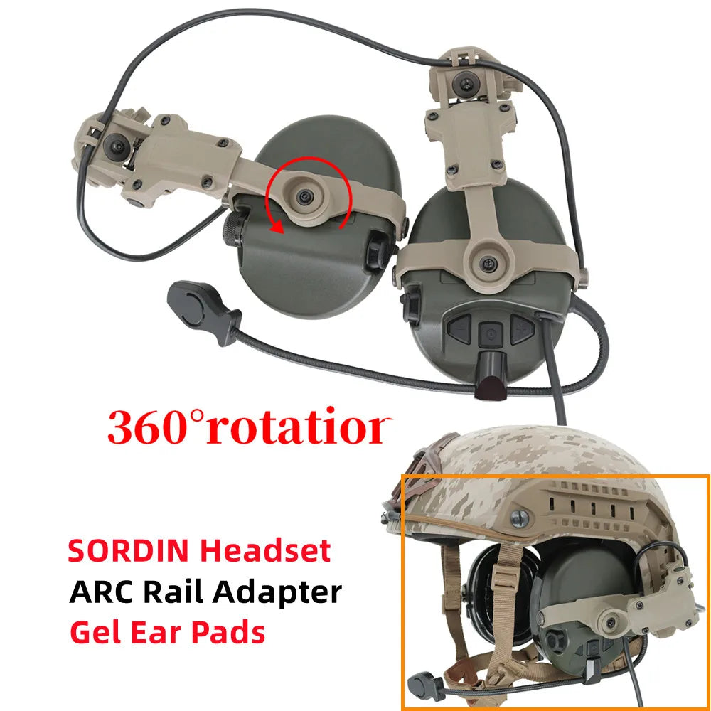 Tactical Helmet ARC Rail Adapter for MSASORDIN Mount, for hearing protection earmuffs for hunting  shooting