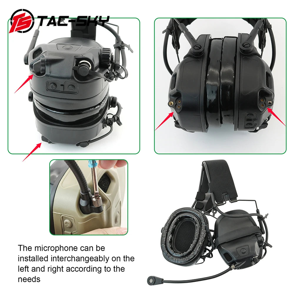 TAC-SKY Tactical ARC Rail-Mounted Single-Channel AMP Communication Headset, Suitable for Hunting and air Shooting