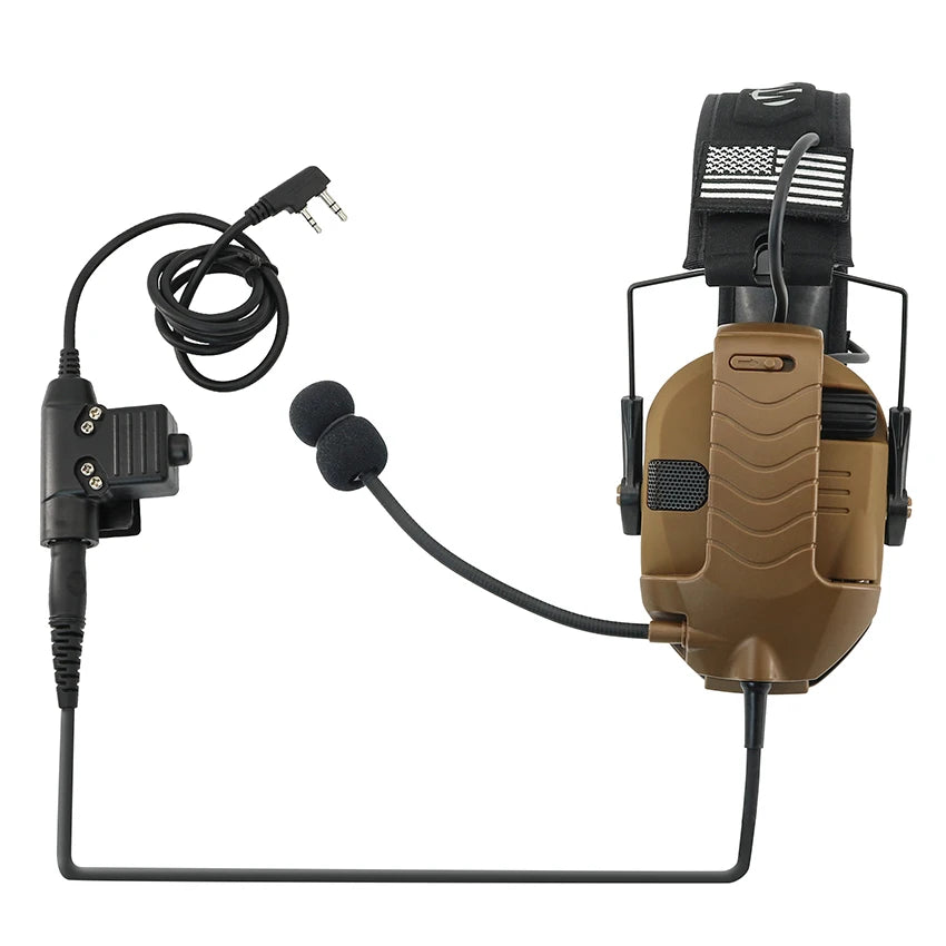 Tactical Headset Accessories Y-Line Kit Microphone for Walker Razor Electronic Earmuffs with PTT Ken for Baofeng