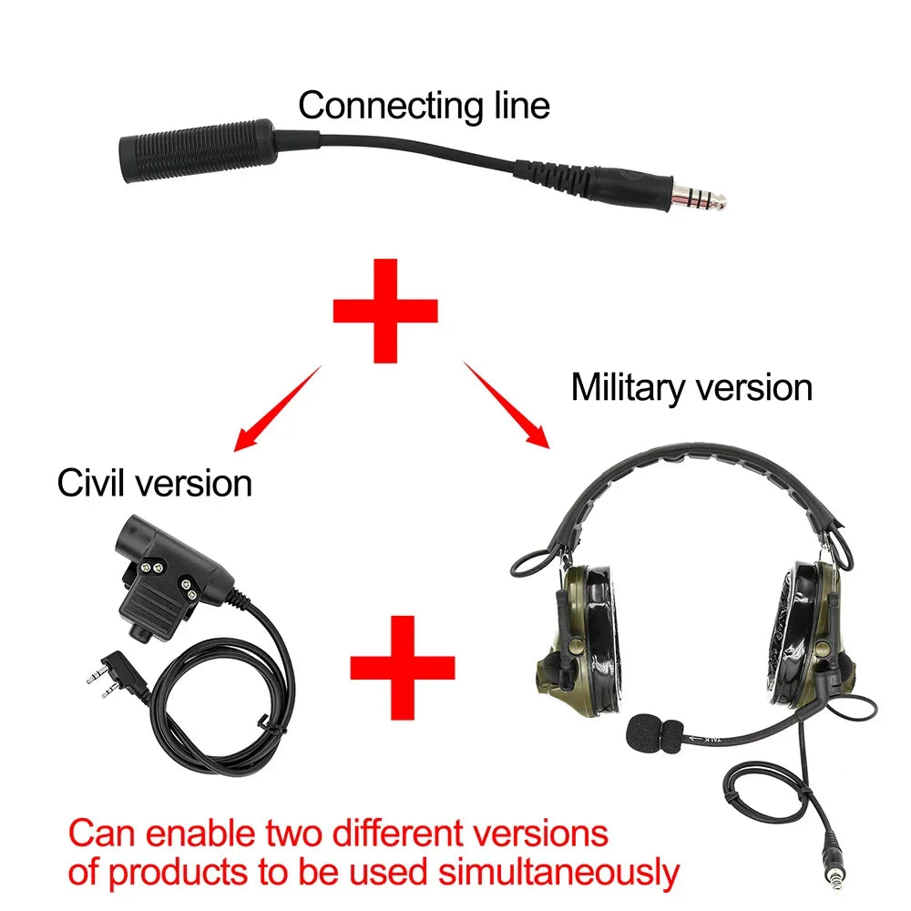 TAC-SKY Tactical Headset PTT Adapter Cable, Military-Grade 7.0 mm Plug for  U-174 NATO/Military-to-Civilian Cable Plugs