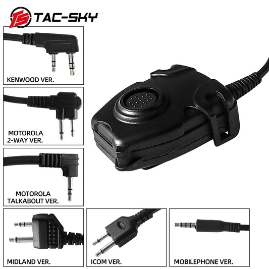 TAC-SKY Tactical Headset Civilian U94 PTT Button Walkie-Talkie Headset Plug Adapter Airsoft Radio Shooting Earmuffs Use