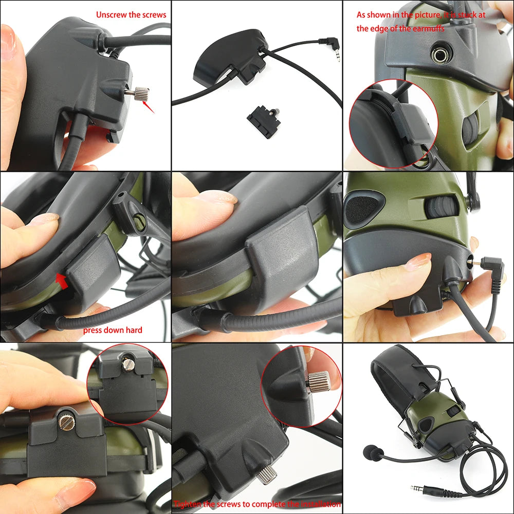 Tactical Headset Accessories Microphone Kit + U94 PTT K2PIN, Compatible with Howard Leight Impact Sports Electronic Earmuffs