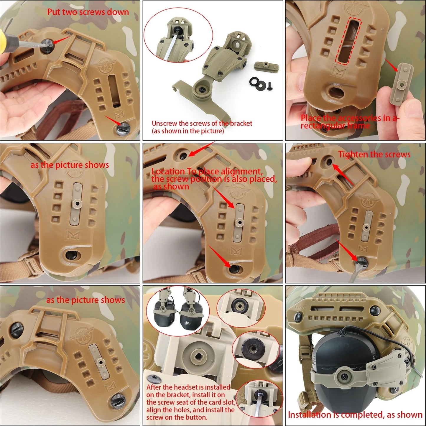 TAC-SKY Tactical Headset Accessory Helmet for M-LOK Rail Compatible with Walker's Razor Slim Electronic Shooting Ear Muffs
