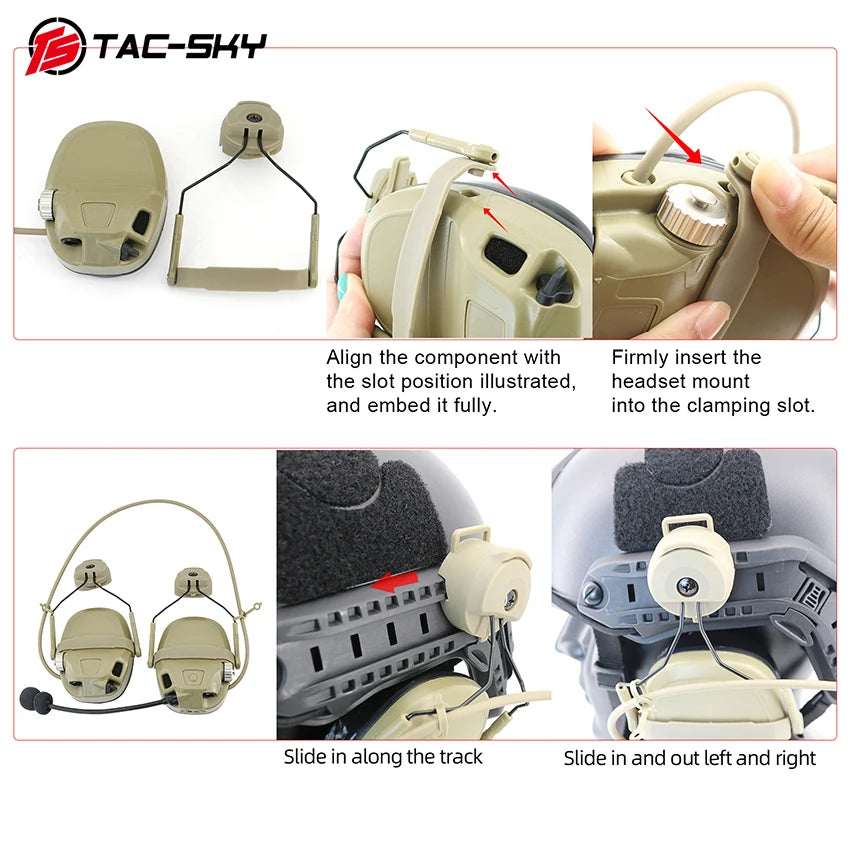 TAC-SKY Tactical Headset Mount Designed for ARC-rail Helmets Compatible with AMP Tactical Headsets