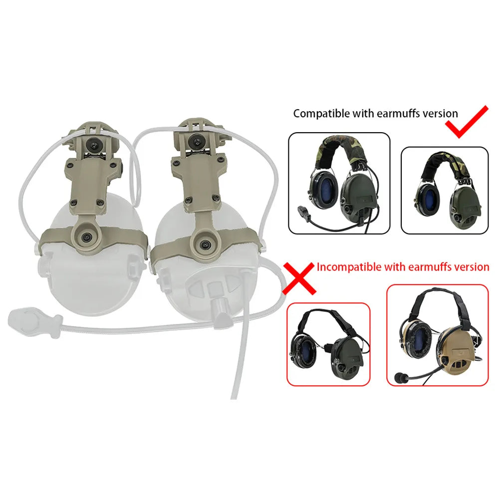 Tactical Helmet ARC Rail Adapter for MSASORDIN Mount, for hearing protection earmuffs for hunting  shooting