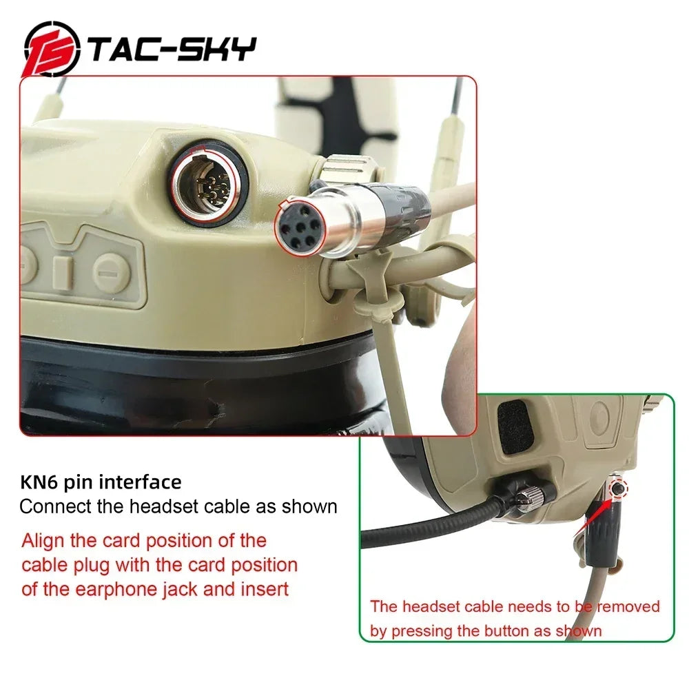 TAC-SKY Tactical Headset AMP Tactical Communication Noise-Canceling Earphones with ARC Rail Helmet Mount Adapter