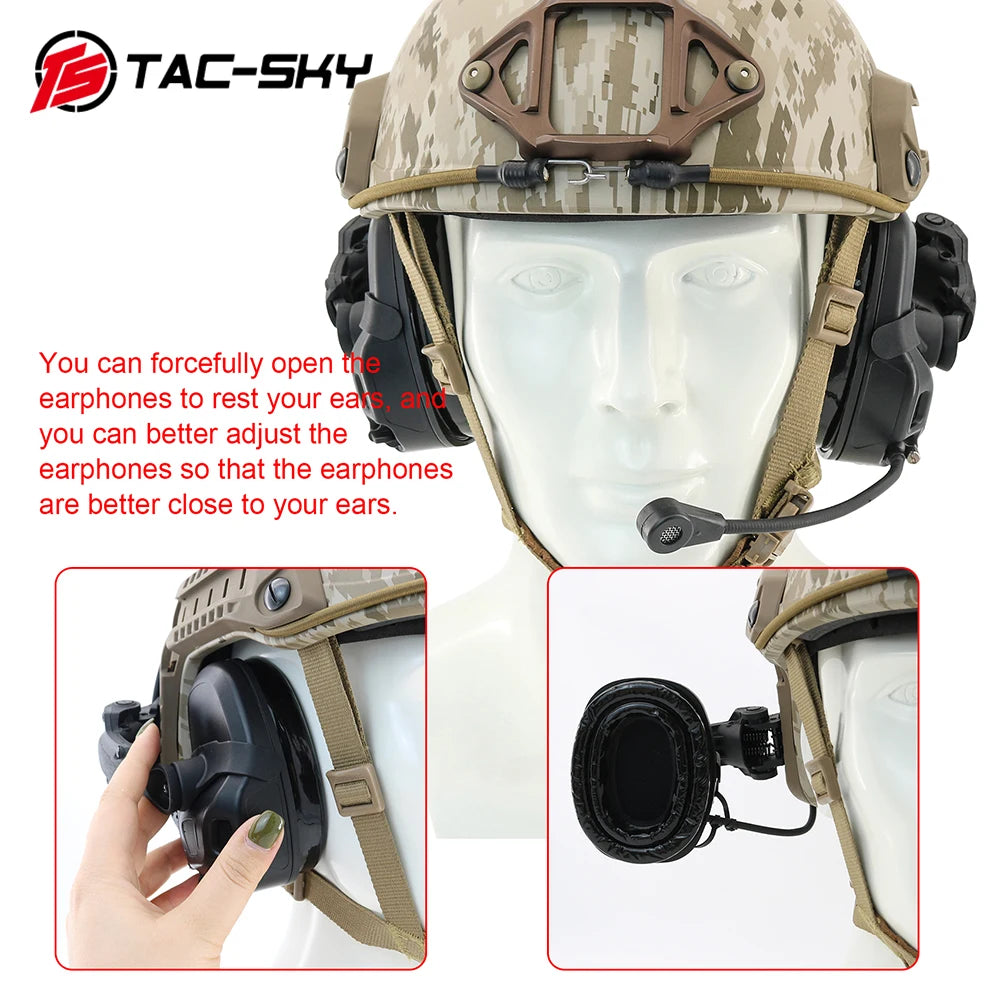 TAC-SKY Tactical ARC Rail-Mounted Single-Channel AMP Communication Headset, Suitable for Hunting and air Shooting