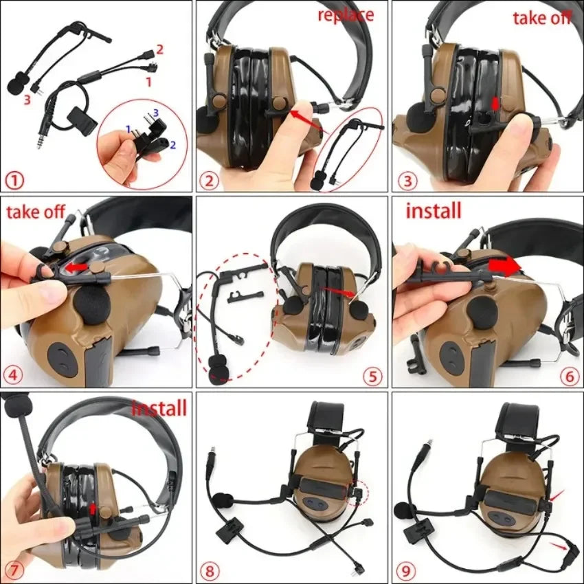 Tactical Mic Y-Line Kit Headset Adapter Compatible With COMTA I II III XPI IPSC Version Headphone for hunting Airsoft sport