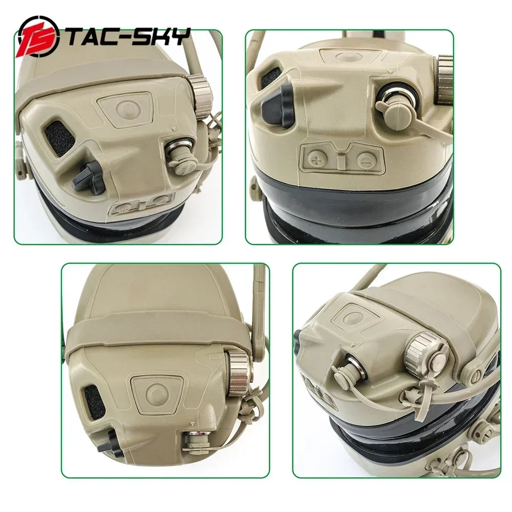 TAC-SKY Tactical Headset AMP Tactical Communication Noise-Canceling Earphones with ARC Rail Helmet Mount Adapter