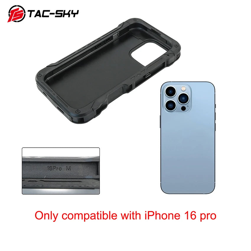 TS TAC-SKY tactical phone mount and phone case for MOLLE tactical vests are compatible only with the iPhone 16 Pro