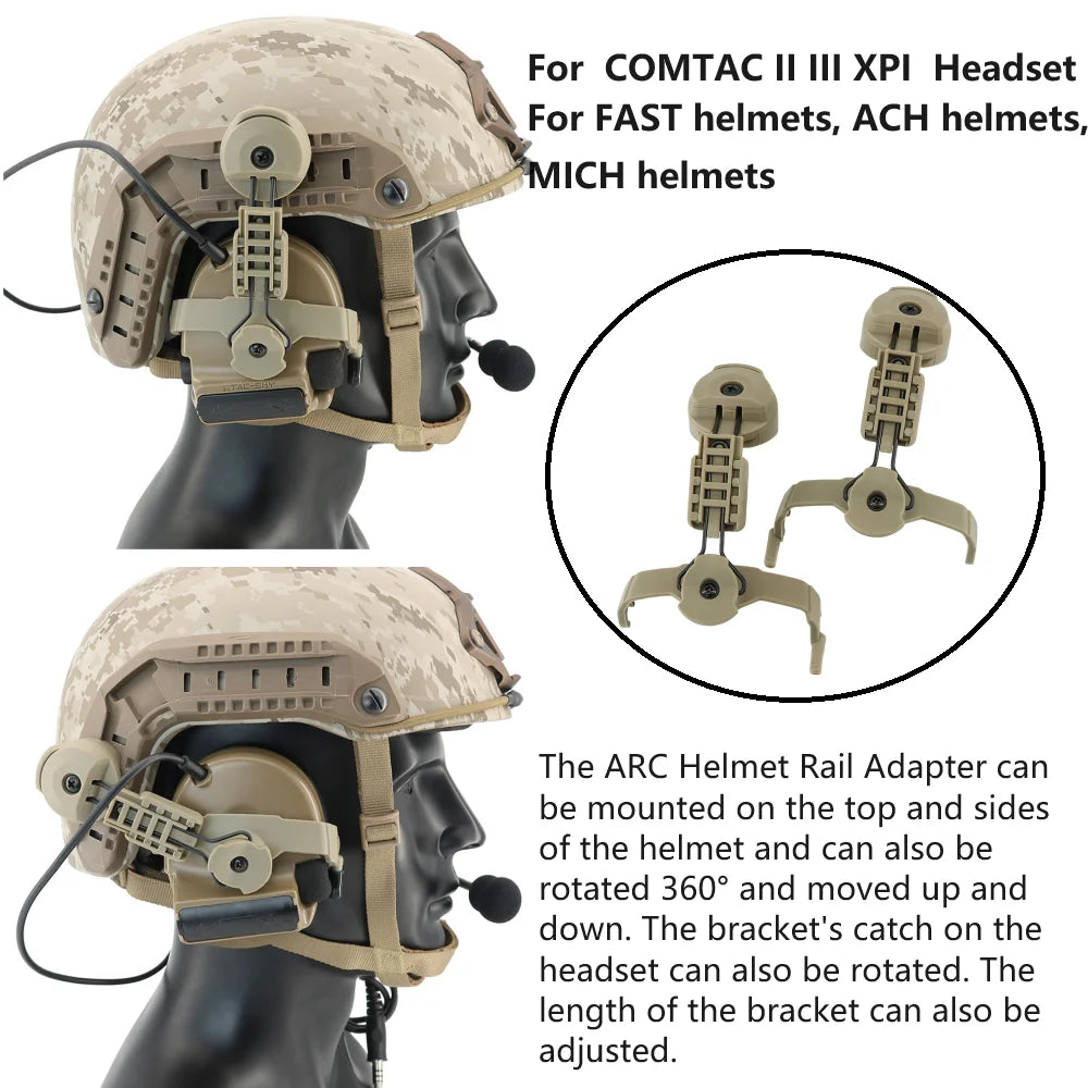 TAC-SKY Tactical ARC Helmet Rail Adapter compatible with COMTA II III and XPI hunting and shooting headsets