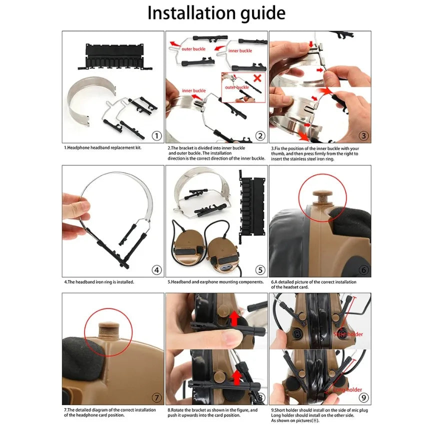 Tactical Detachable Headband Compatible with COMTA I II and III Hunting e-Shooting Headsets