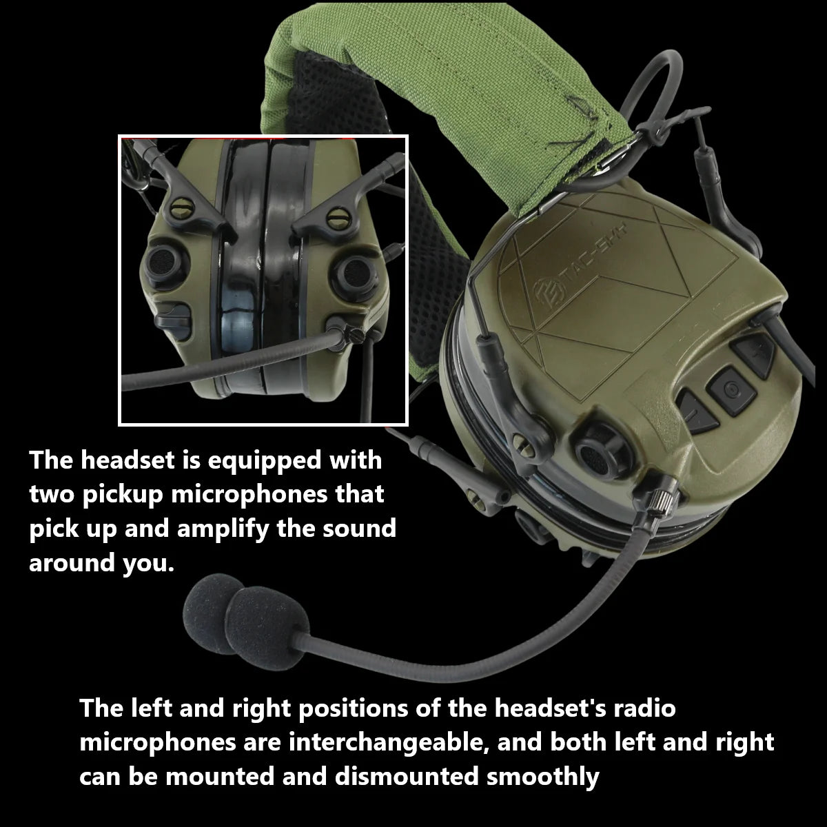 TAC-SKY Tactical Hearing Protection Earmuffs for TAC301—for Electronic Shooting Noise-Canceling Headphones