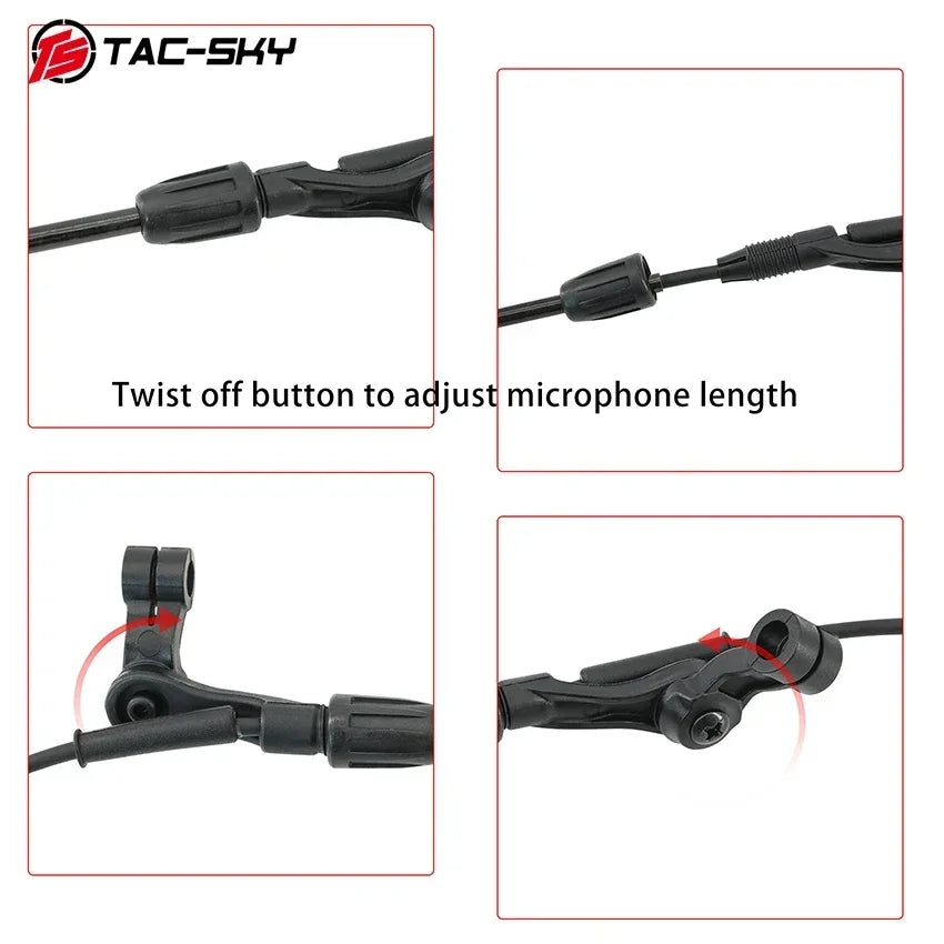 TS TAC-SKY Tactical Boom Microphone Adjustable 2 Pin headphones Accessories Compatible with COMTAC II III IV Shooting Headsets