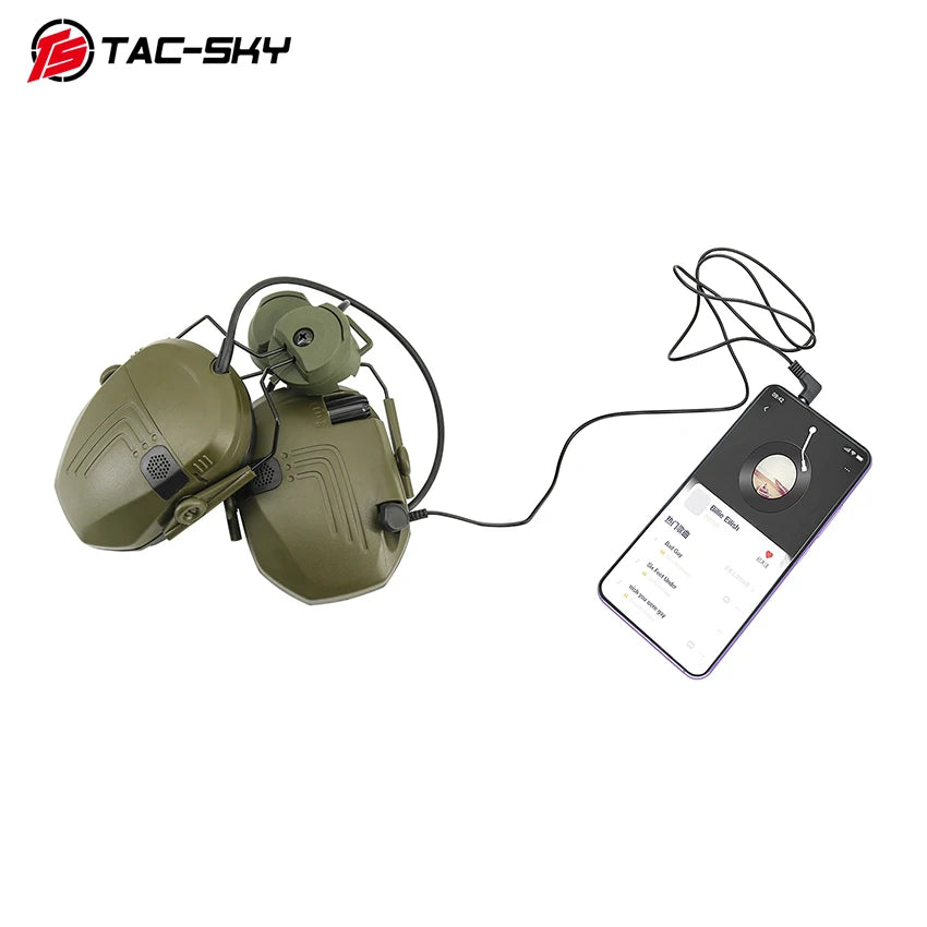 TAC-SKY Tactical Head-Mounted Shooting Noise-Canceling Ear Muffs Compatible with FAST Helmets  ARC Rails