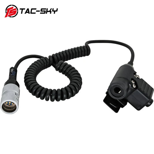 TAC-SKY Tactical U94 Coiled Cable PTT 6 Pin Push To Talk Adapter for AN/PRC152 AN/PRC148 Radio