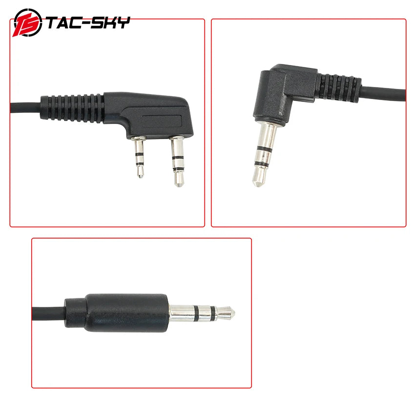 TAC-SKY Tactical Electronic Earmuff Adapter 3.5mm To K 2-Pin Mic Cable for Walker's Razor/Impact Sport Shooting Hunting headset