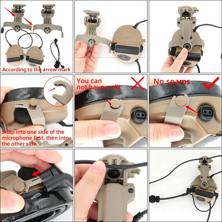 TAC-SKY Tactical Helmet ARC Rail Adapter Mounting , Compatible with COMTA II / III Headsets for Airsoft