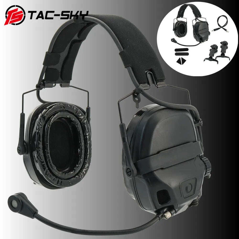 TAC-SKY Tactical ARC Rail-Mounted Single-Channel AMP Communication Headset, Suitable for Hunting and air Shooting
