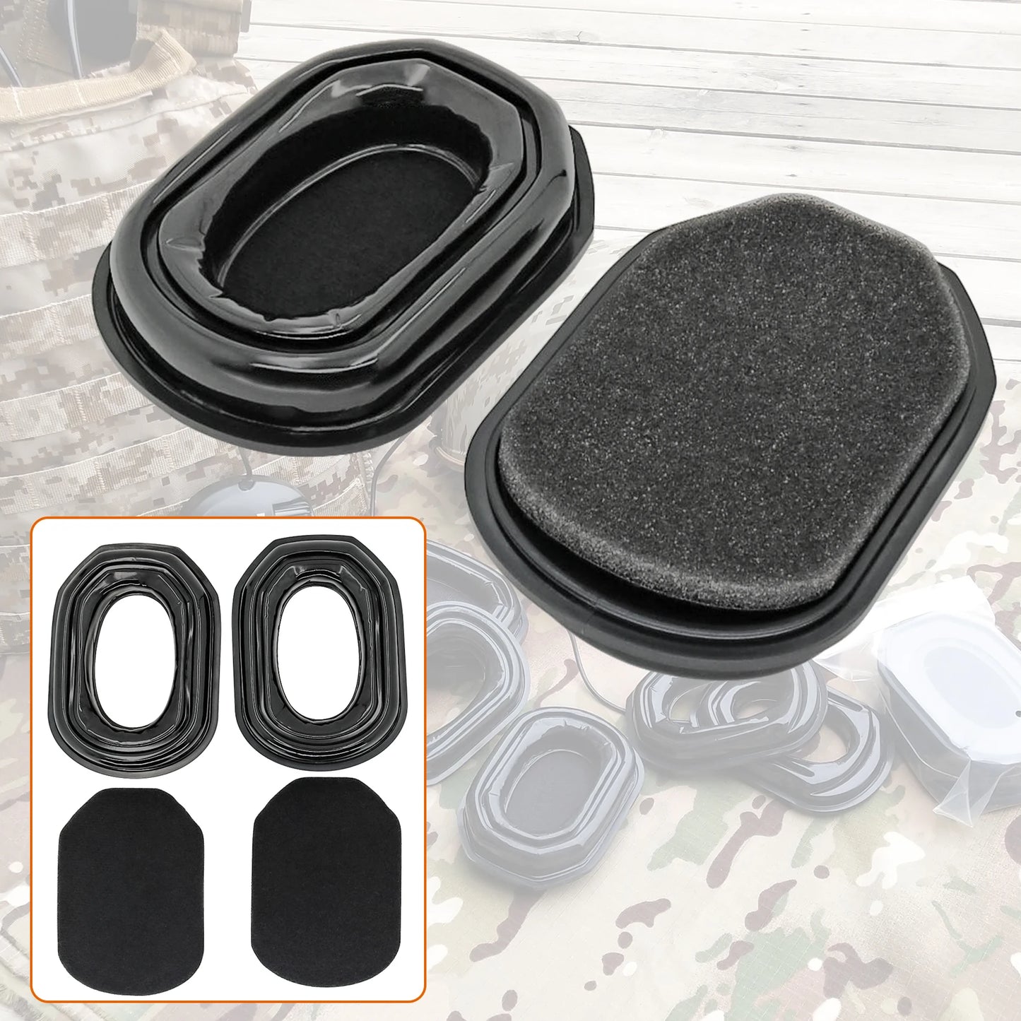 Tactical Noise-Canceling Gel Ear Pads, for Walkers Razor electronic hearing protection headphones