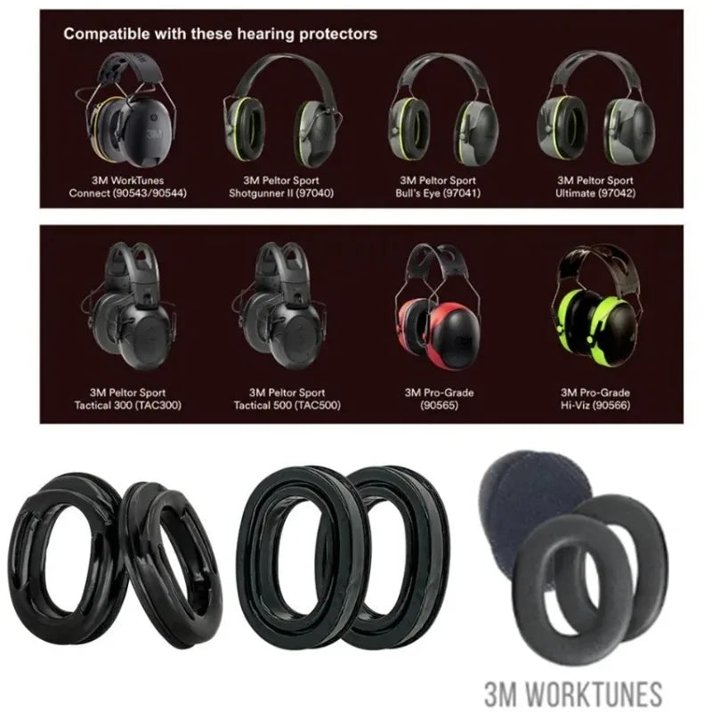 TAC-SKY Tactical Headset Adapter Gel Ear Pad for 3M Peltor TACTICAL 300 /500 Electronic Muffs Ear Protection Shooting Headset