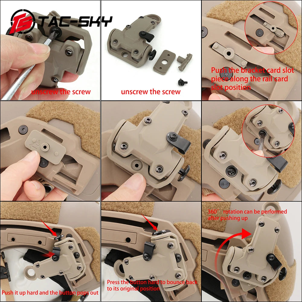 TS TAC-SKY Tactical Helmet Rail Adapter Compatible With RAC Headset and With Helmets Wendy 2.0 3.0 Rail