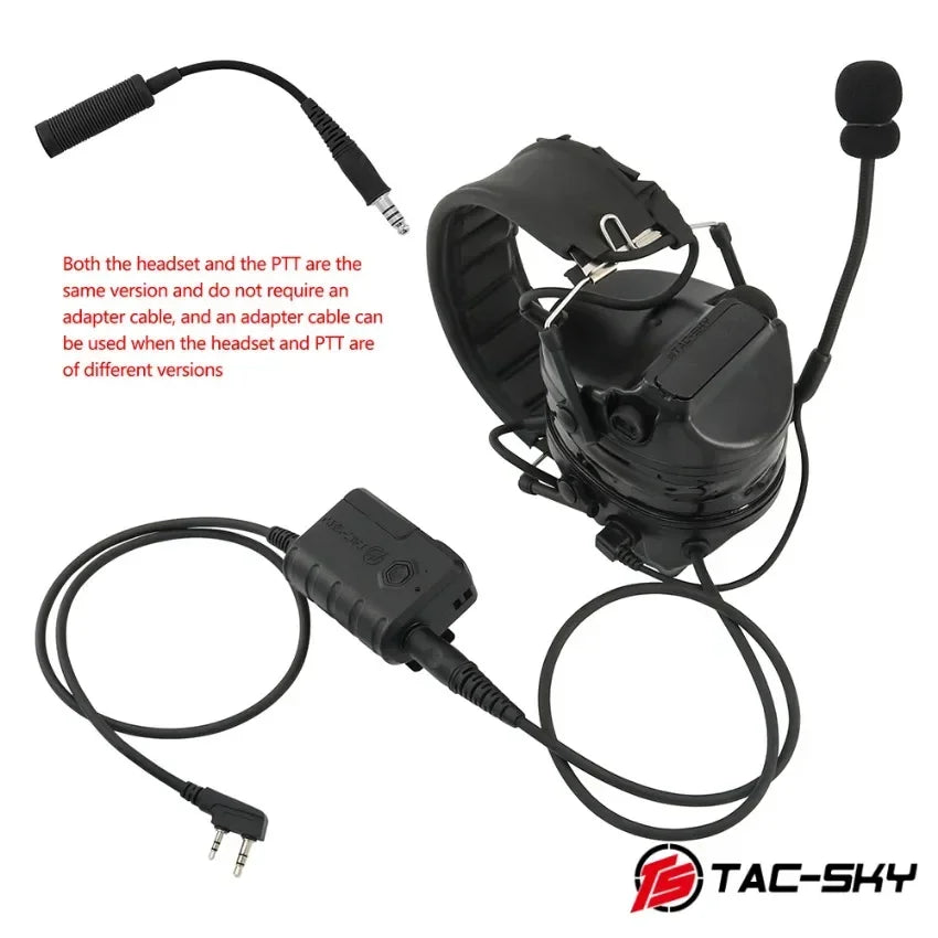 TAC-SKY Tactical Military Bluetooth PTT Adapter with Kenwood Plug for Comta Headsets and Baofeng Two-Way Radios