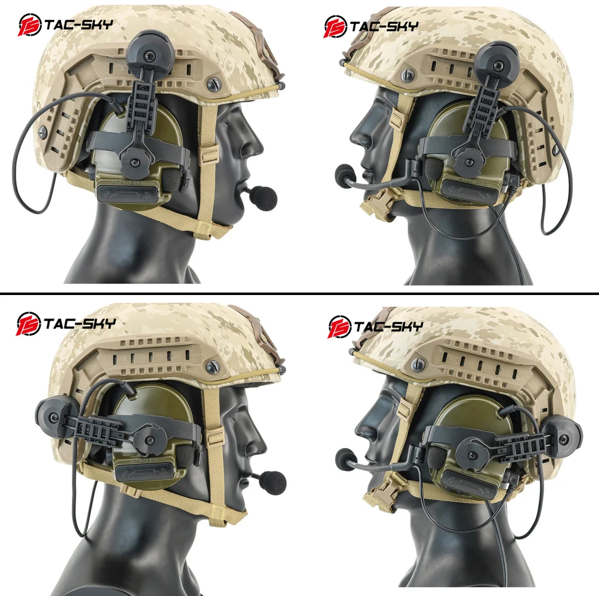 TAC-SKY Tactical Helmet for COMTA III civilian Headset for ARC Rail FAST series Helmets and the Baofeng UV5R two-way Radio