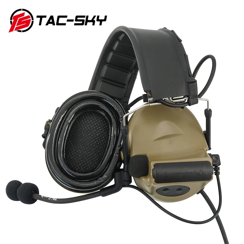TAC-SKY Tactical for Civilian COMTA II -Grade Airsoft Headset (with Silicone Ear Cups) and Detachable Headband