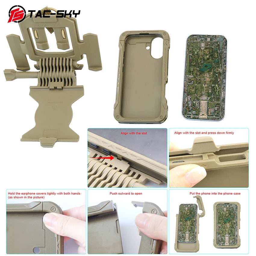 TAC-SKY Tactical Shooting Protective Phone Stand Case Compatible with IPhone 17 and MOLLE Vest Systems