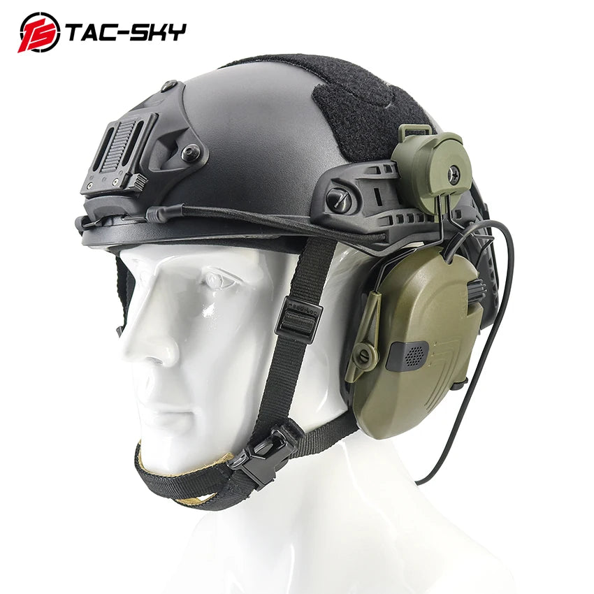 TAC-SKY Tactical Head-Mounted Shooting Noise-Canceling Ear Muffs Compatible with FAST Helmets  ARC Rails