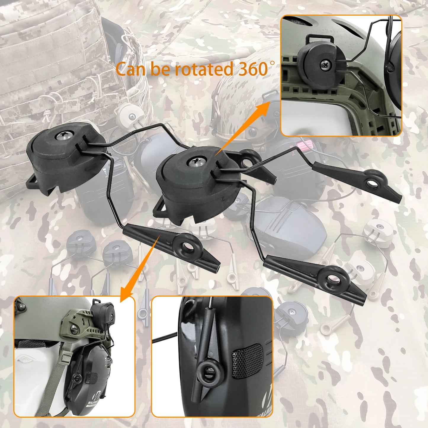TAC-SKY Tactical Headset ARC Rail Adapters for Walkers Electronic Earmuffs Hearing Protection Shooting Headphone