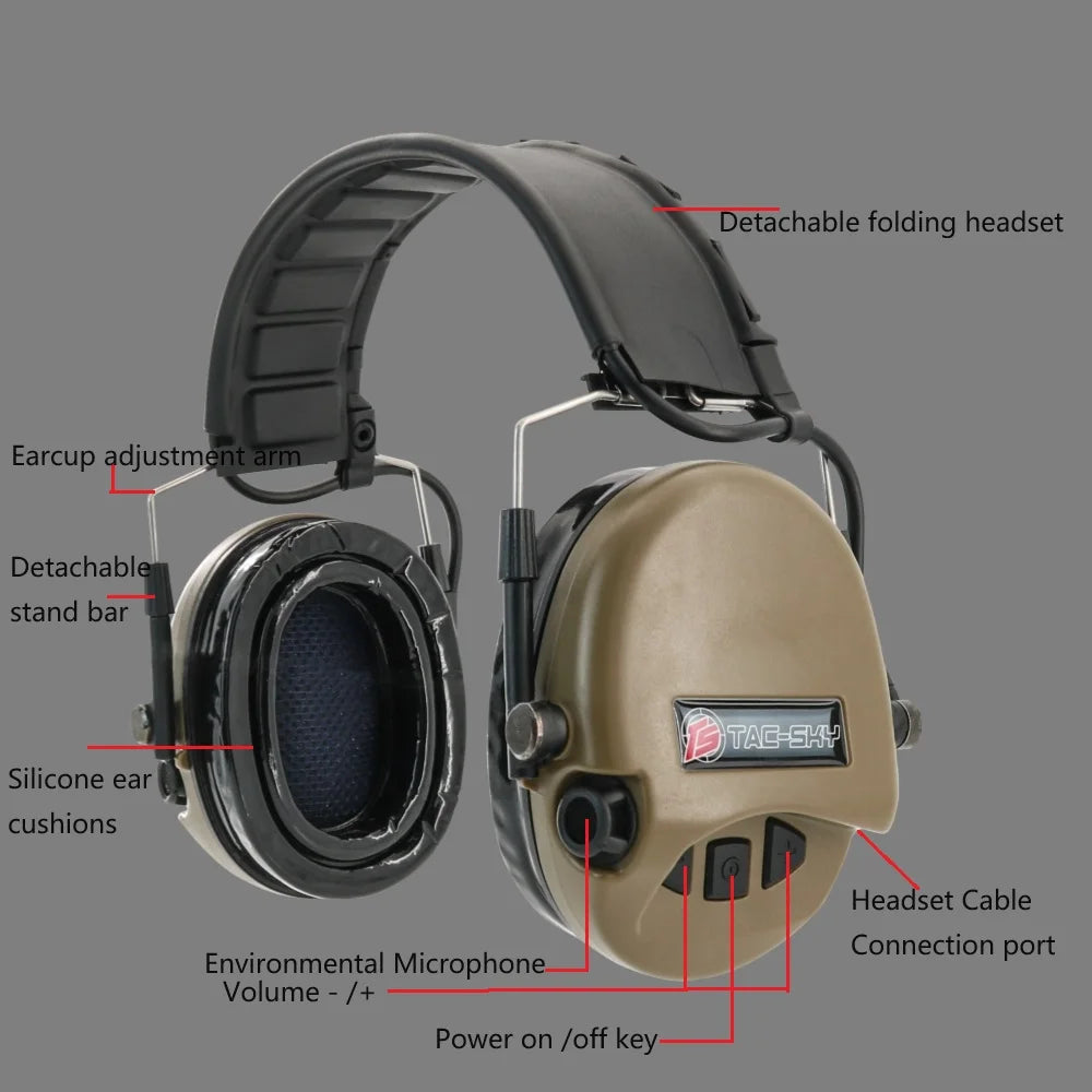 TAC-SKY Tactical Electronic Ear Muffs for Shooting Hearing Protection Noise Reduction, and Sound Capture