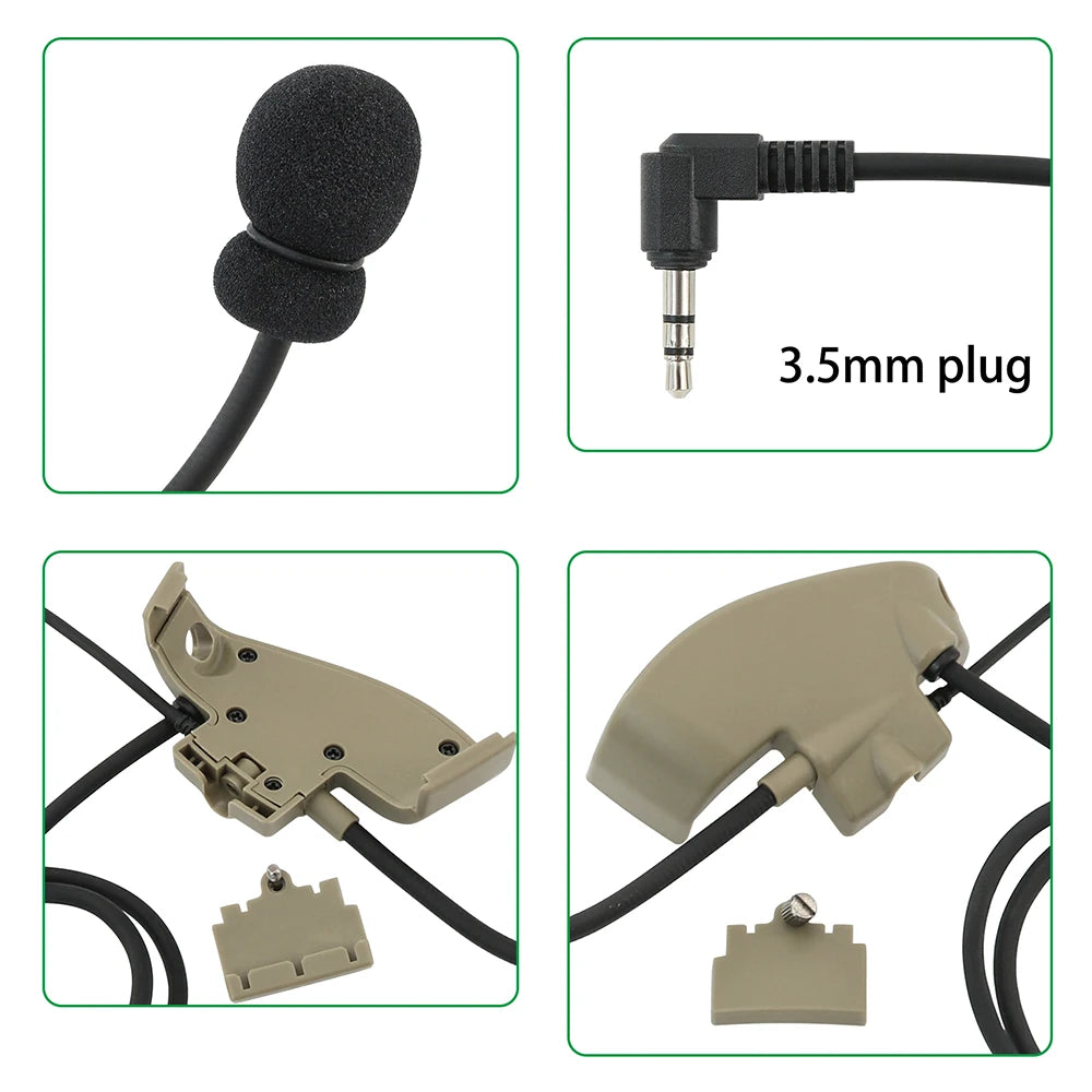 Tactical Headset Accessories Microphone Kit + U94 PTT K2PIN, Compatible with Howard Leight Impact Sports Electronic Earmuffs