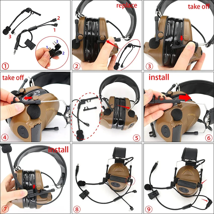 TAC-SKY Tactical Headset Accessory Y Cable With 6-Pin PTT Adapter Compatible With TACSKYC2/3 Xpi V Headphones