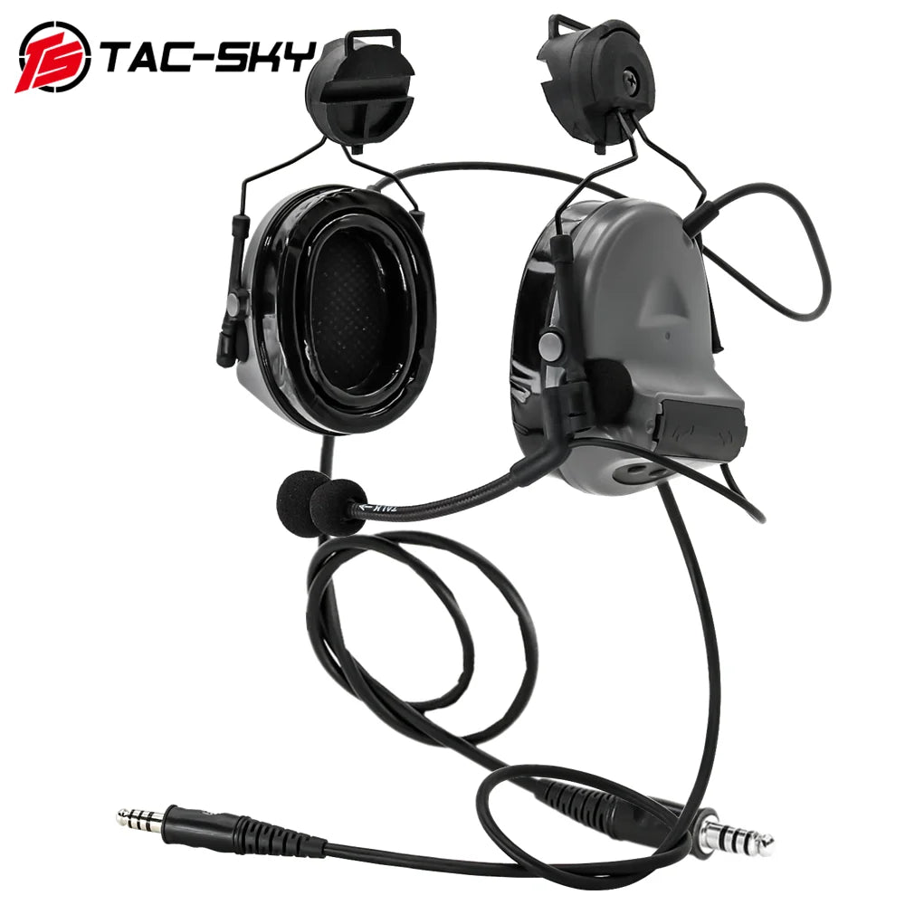 TAC-SKY Tactical Dual-Channel for COMTA II Headset ARC Rail Mount Edition Compatible with Baofeng UV5R / UV82 Two-Way Radios