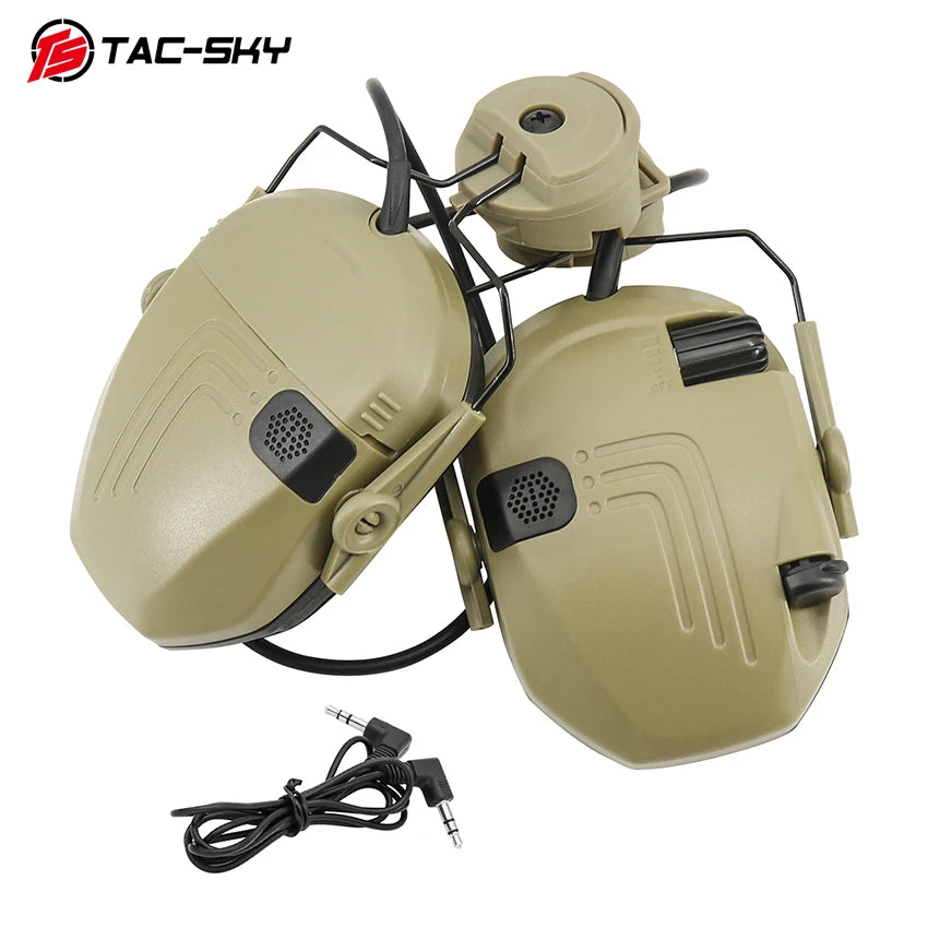 TAC-SKY Tactical Head-Mounted Shooting Noise-Canceling Ear Muffs Compatible with FAST Helmets  ARC Rails