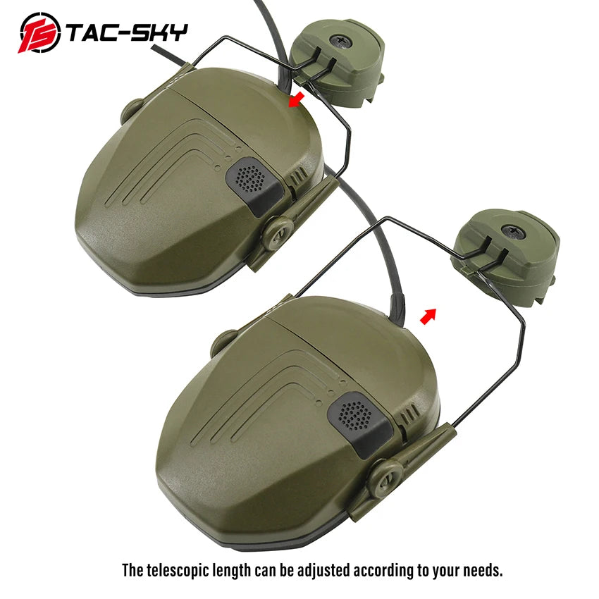 TAC-SKY Tactical Head-Mounted Shooting Noise-Canceling Ear Muffs Compatible with FAST Helmets  ARC Rails