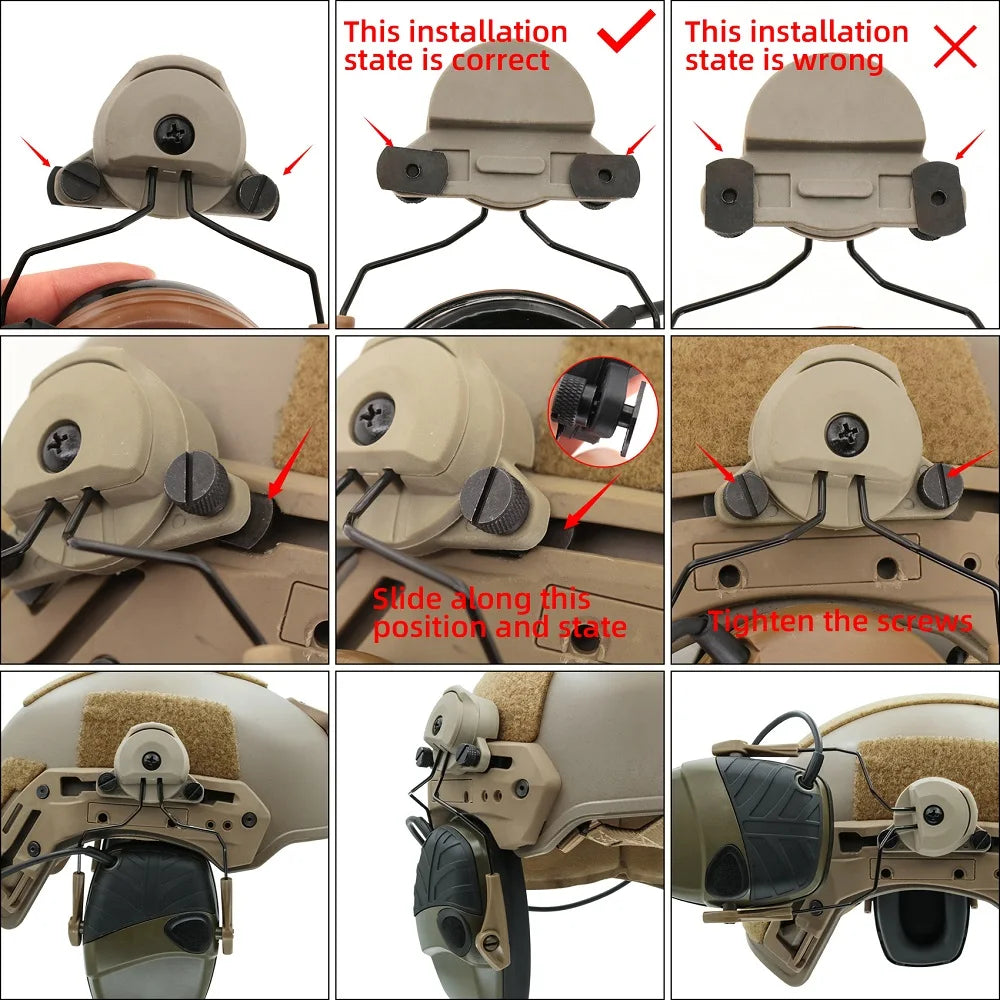 Tactical Helmet ARC Rail Adapter for 3M Pelto TACTICAL 300/500 Electronic Earmuffs—Earmuffs for Shooting